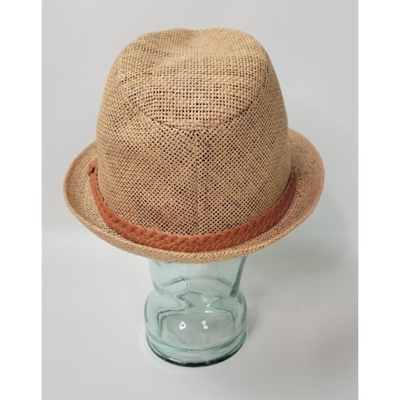 Bass Mens Paper Straw Fedora Hat 22" M? - Picture 3 of 9
